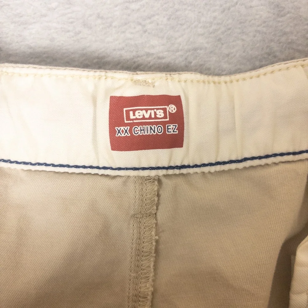 Levis XX Chino EZ Shorts Mens XXL Tan Khaki Elastic Waist Relaxed Fit Cotton